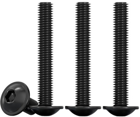 Drenky Black Flanged Button Head Screws M5 X 40mm Socket Flanged Button Screws 304 Stainless Steel Hexagon Socket Pan Head Screw Fully Thread Machine Screw, Rustproof (Pack of 20)