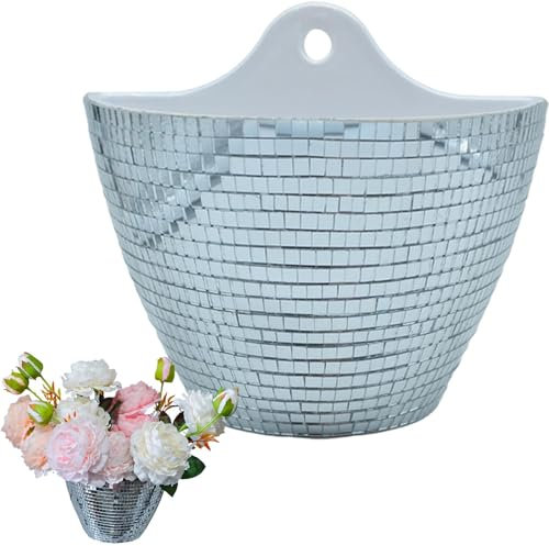 Disco Ball Planter | 4.7 Inch Disco Wall Planter | Hanging Disco Ball Planter | Disco Ball Vase Boho Flower Pots Plant Terrariums for Indoor Outdoor Home Decorations