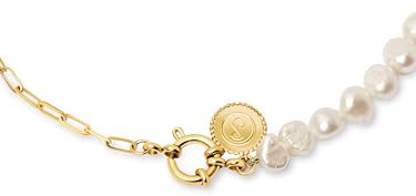 SINGULARU - Chic Pearl Halskette. Edelstahl mit 18 Kt Vergoldeter Beschichtung und Zuchtperle. Schmuck für Damen.