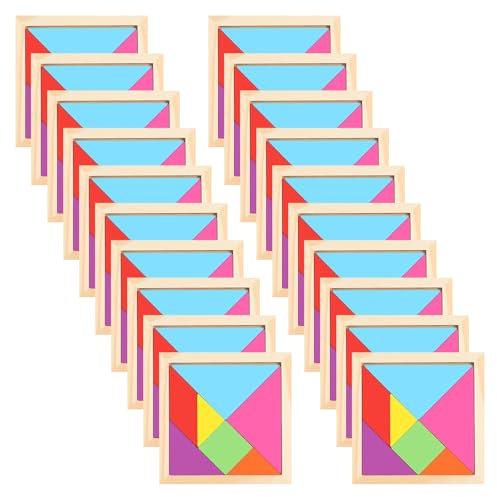 20-teiliges Tangram Spiel aus Holz für Kinder, Geburtstagsgeschenke für Kinder, Lernspielzeug Typ Montessori Geburtstag Schulpuzzle