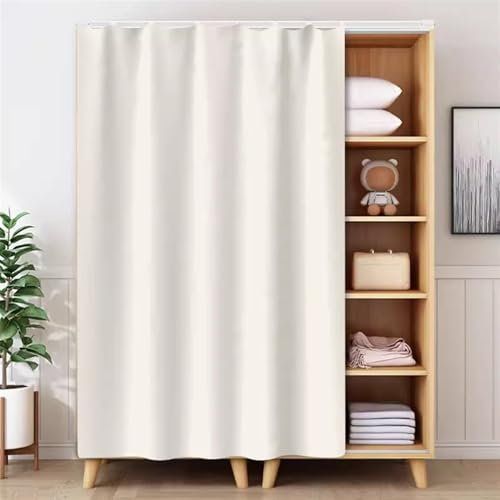 BESTORI Schrankvorhänge für Küche Selbstklebend Waschbar Staubdichter Vorhang Privatsphäre Gardine für Kleiderschrank, Regale, Badezimmer, Weiß, 100cm x 140cm