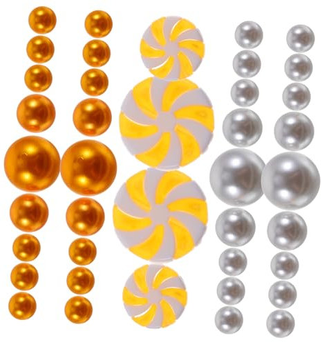 Ciieeo Schwimmende Kerzenperlen- -Set 96 Stück Süßigkeiten-Charm-perlen für Weihnachtsvasen Acryl Gelb Weiß Elegante Tafelaufsätze