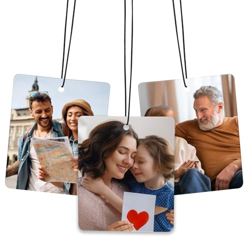 Personalisierter Lufterfrischer für Auto-Duft mit Foto, Duftbaum Auto Personalisiert, Geschenk für Familie & Freunde, Doppelseitiger Druck, Lufterfrischer zum Aufhängen