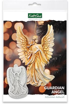 Katy Sue Molde de silicona de ángel de la guarda para decoración de pasteles y manualidades. Uso con fondant y arcilla de secado al aire de Katy Sue Designs Fondant Moulds