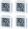 DASIAUTOEM Thermometer Hygrometer Innen, 4 Pcs Mini Digitales Thermometer Luftfeuchtigkeitsmesser, Temperatur Zimmerthermometer für Babyzimmer, Arbeitszimmer, Weinkeller, Wohnzimmer, Büro, Gewächshaus