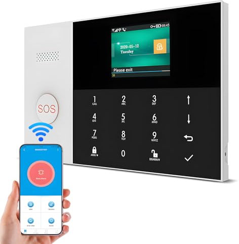 Swokely Intelligentes Alarmsystem für die Sicherheit zu Hause mit APP-Steuerung, Alarm mit Einer Taste, Zweiwege-Gegensprechanlage, Alarmsystem für zu Hause, 100 Detektoren können hinzugefügt Werden