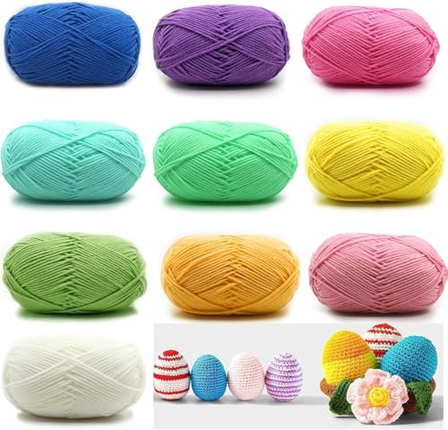 Häkelgarn Baumwollgarn Wolle, Handstrickgarn, Garn Baumwolle, 10 Farben, 10 Stück, 50g, Enthält Milchbaumwollgarn, Für Häkeln und Kunsthandwerk