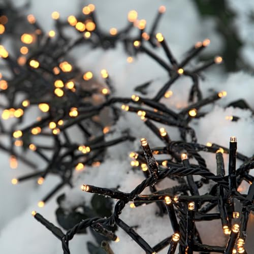 hellum LED Lichterkette außen Stecker 1200 LED warmweiß, beleuchtet 23,98m | Lichterkette außen Strom warmweiß im Cluster-Design, Kabel schwarz, Weihnachtsbaum Beleuchtung, Garten, Terrasse <59lm 151978