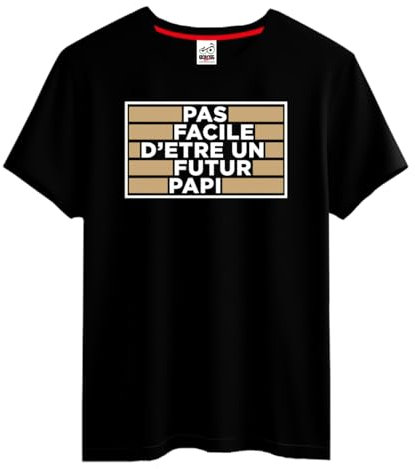 BOLOSS - T-Shirt Humour Pas Facile d'être Un Futur Papi Homme/Unisex, Cadeau Annonce Grossesse, Femme Enceinte, Papy, Grand-Père, Cadeau Homme Noël Anniversaire, Tee Shirt Blague, Drôle, Comique
