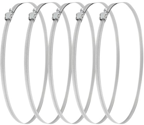 Vent Systems Ø300 mm / 12 Inch - Pack of 5 - Adjustable Galvanized Steel Worm Gear Steel Duct Clamps - Dryer Vent Clamp - Pipe Clamp for Air Ducting, Automotive - Worm Drive Hose Clamps