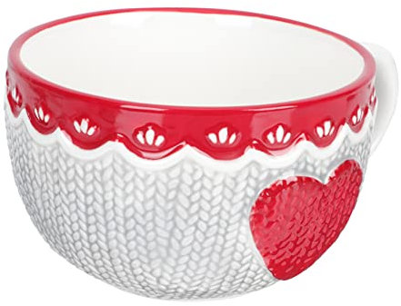 Ciieeo Large Capacity Ceramic Mug Unique Heart Embossed Design Breakfast Cup Perfect for Family Gatherings or Present