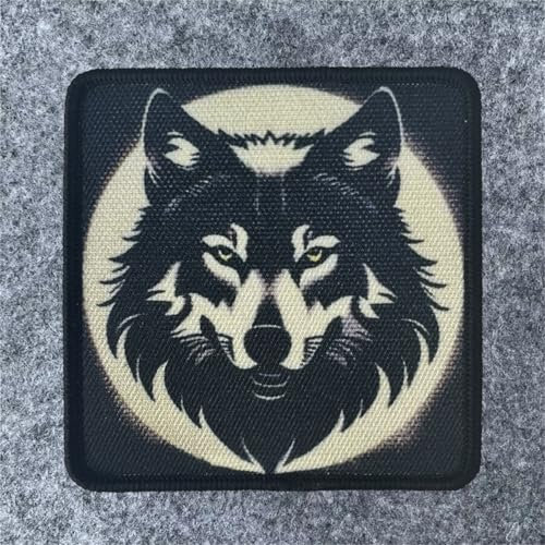 Patches Klett, Wilder Wolf Patch Abzeichen Aufnäher mit Klett Tier Patch Taktisch Militär Patch Applikation für DIY Kleidung Taschen Weste Jacke Rucksäcke