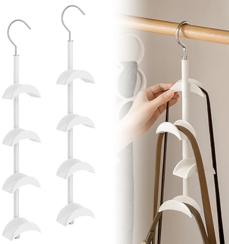 RANJIMA 2 Stück Handtasche Kleiderbügel Haken Schrank, 360° Drehbar Taschenhalter Kleiderschrank Multifunktional Handtaschen Aufbewahrung Kleiderbügel Organizer für Krawatten, Taschen, Gürtel, Schals