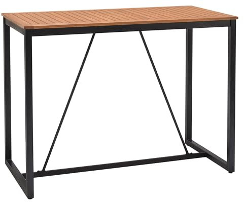 METRO Professional Outdoor Bistro Stehtisch Lynx, Aluminium/Eukalyptusholz, 142 x 70 cm, Wetterbeständig, Rechteckig, Natur/Schwarz