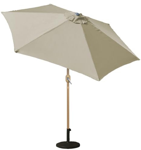 GardenKraft 11399 2.7m Outdoor Garden Parasol/Tilt & Crank Mechanism/Steel Pole with Wooden Effect/UV 30 Protection/Durable Polyester Material/Beige Colour