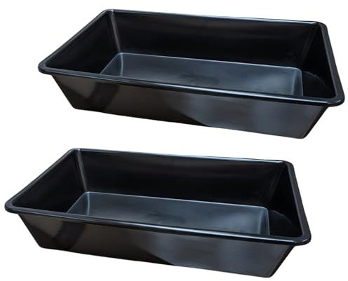 theener Mehrzweck Wanne Ölwanne Garten Pflanzschale Öl Pflanz Schale Wanne Katzen Klo Vogelbad Vogel Fuß Bad Plastikwanne schwarz 20 L 60x40cm (2 Stück schwarz)