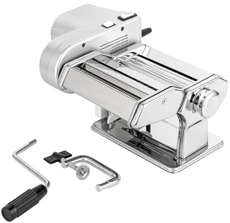Restaurantware-Met Lux Pasta Machine and Motor, 1 Electric Pasta Maker with Cutter Attachments - 9 Adjustable Thickness Settings, Automatic, Stainless Steel Pasta Machine, for Fettuccine, Spaghetti
