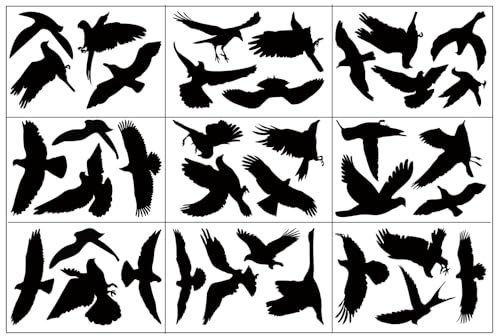 Laroal 9 Pcs Window Sticker Bird Protection For Glass Panes Bird Protection Sticker For Windows Black Collision Window Stickers Bird Shape Adhesive Film Window