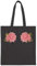Borsa tote in tela con due rose rosa realistiche nero, Nero , Taglia unica