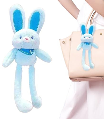 Buerfu Pull Up Plush Toy Bunny, Bunny Plüsch, 11inch interaktive Osterhase gefülltes Tier, Super weicher und interaktiver, schaltbarer Ohrschlüsselketten für den Anhänger des Rucksacks für Ring Charme