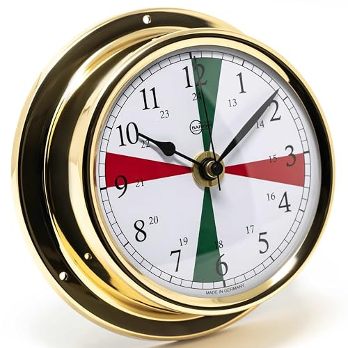 Barigo 684MSFS Regatta Quarzuhr, Glas, Messing-Gehäuse poliert | 3-Minuten-Sperrsegmenten, Schiffsuhr, maritime Wanduhr, maritimes Design, 125x40 mm Breite/Tiefe