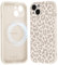 Saqmkil Handyhülle Magnetische für iPhone 15 6,1 Hülle, Aesthetic Muster Leopard Mädchen Case Kompatibel mit MagSafe, Weich Flüssigem Silikon TPU Bumper Stoßfeste Kratzfest Schutzhülle Cover, Beige
