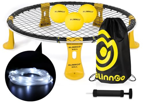 Roundnet spelset med bollar och patenterat nät, gräsmatta, strand, utomhusspel i bakgården för vuxna och familj