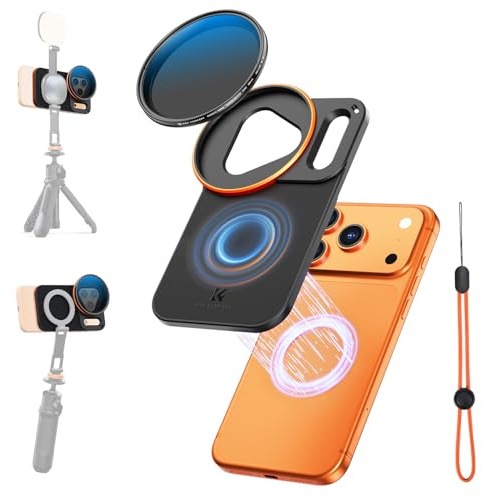 K&F CONCEPT Doppelseitiger magnetischer Filterclip mit 58mm VND2-32 Filter | Nur kompatibel mit iPhone 17 Pro und iPhone 18 Pro, nicht kompatibel mit Pro Max, 58-mm-Gewindefiltern, FA101