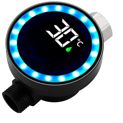 Gdfnmogo LED-Wassertemperatur-Monitor für Duschen, vollständig wasserdicht und wasserbetrieben, mit dreifarbiger Kontrollleuchte für sicheres Baden