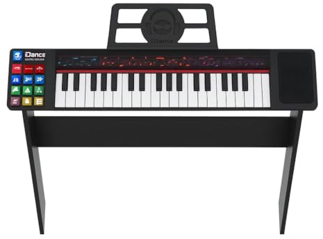 Piano électrique pour enfant avec 37 touches, batterie rechargeable, 8 rythmes et 22 chansons, base résistante en bois, support pour tablette ou partition, jouet éducatif musical pour enfants à partir
