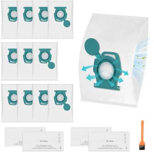 12 Stück TU Staubsaugerbeutel Kompatibel mit Miele Pure TU Staubbeutel | für Guard L1/S1 Junior Parquet Flex Silence AllFloor Performance Comfort Cat Dog Staubsauger mit 4 Abluft Filter