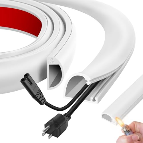 3m Cable Trunking Flame-Retardant Cable Management for TV & Garden Cables Silicone Flexible Trunking Cable Cover Fits 2-5 Cords Self-Adhesive Trunking for Electric Cables for Home Office (White, 27mm)
