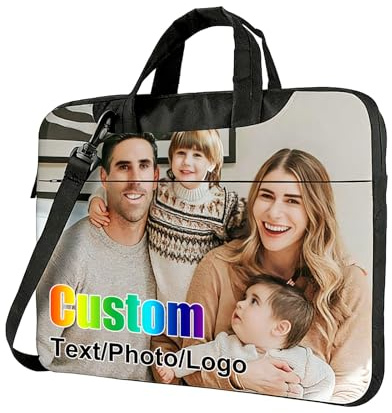 Personalised Zipper Laptop Bag with Photo, Name & Text | Custom Slim Laptop Sleeve ,13 Inch/14 Inch/15Inch, Suit for Travel, Business & Daily Use (13 in)