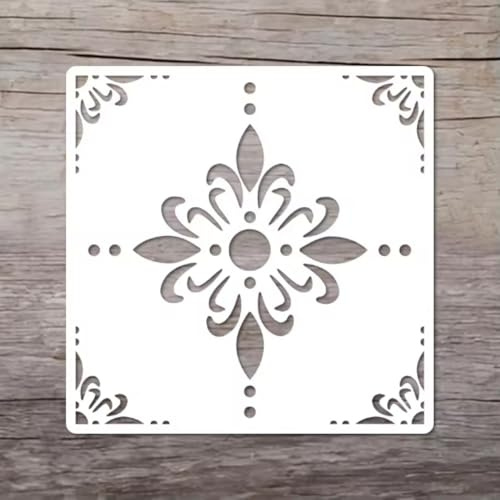 Tile Pattern Stencils for Painting,Reusable Plastic Templates Stencils Painting Crafts Templates Drawing Stencil for Painting on Wood, Wall, Furniture(7.8x7.8Inch)