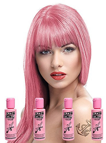 Crazy Color - Tinte semipermanente para el cabello (4 unidades), color rosa pastel