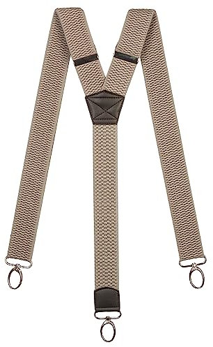Olata Y Hosenträger mit Karabinerhaken – Frauen- und Herren Hosenträger – 4 cm. Grau