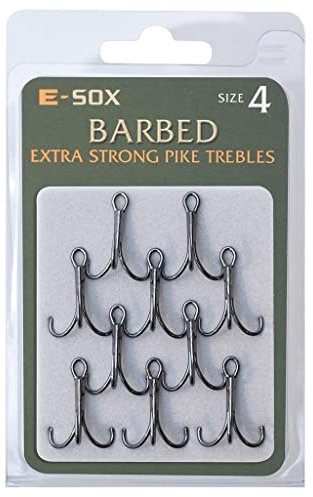 Drennan E-Sox Exra Strong Treble Hook Semi Barbed Size 6 Pike Fishing