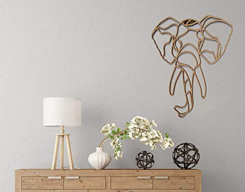 kh Teile Wanddeko Holz Elefant Wandbild Afrikanische Wanddekoration Idee Innen Außen Wandschmuck Höhe 70 cm, Natur (Buche)