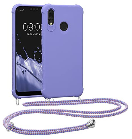 kwmobile Necklace Case kompatibel mit Huawei P20 Lite Hülle - Cover mit Kordel zum Umhängen - Silikon Schutzhülle Lavendel