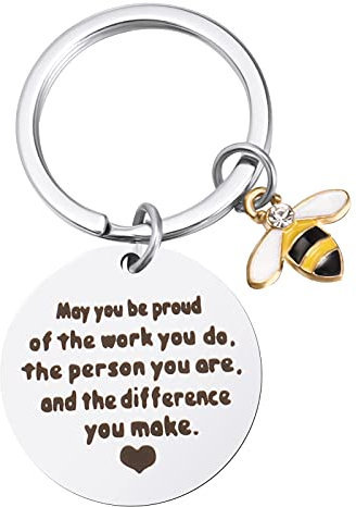 AUXSOUL Bienen-Schlüsselanhänger, Bienengeschenke für Damen, Herren, Tochter, Sohn, Honigbiene, Geschenke für Kollegen, Abschiedsgeschenk, Bienenliebhaber, Geschenk, Abschlussgeschenke für Familie,