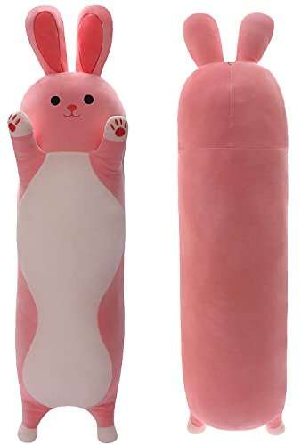Yeqivo Kuscheltier Kawaii Kaninchen Plüschkissen Stofftiere Langes Rosa Kaninchen Plüschkissen niedliches Rabbit Plüsch Tier Körperkissen Kinder Plüschtier (Kaninchen,110CM)