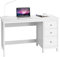 COSTWAY Computer Desk, Wooden PC Laptop Table Writing Workstation with 3 Drawers, Modern Home Office Working Gaming Study Desk (White)