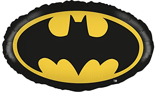 Party Factory Batman Folienballon mit Logo, Ø45cm, schwarz, gelb, Heliumballon zum Geburtstag oder zur Superhelden-Mottoparty