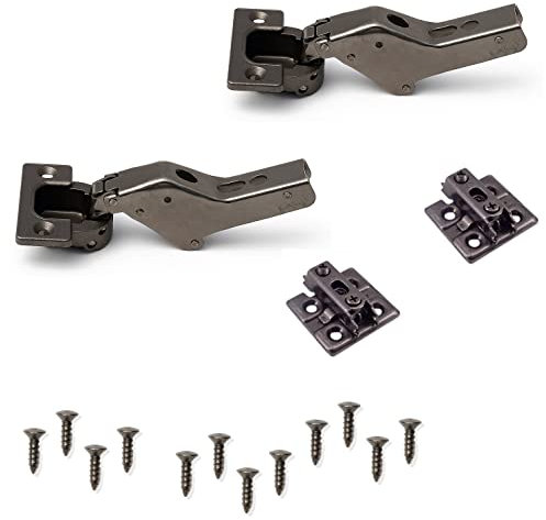 2 Stück Schwerlast-Möbelbänder J95 für extra schwere Türen bis 25 kg! Inkl. Montageplatten, EINLIEGEND. Schwerlast-Topfband von LAMP® / Japan (Farbe: Schwarznickel, Mit Schließautomatik)