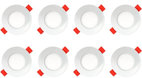 AB Elektro LED Einbaustrahler 230V flach - 8er Set - 3W LED Spot - 2700K - 70mm - IP20