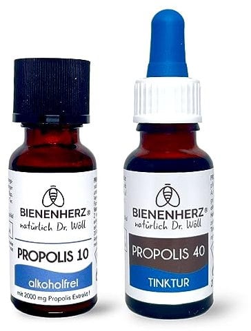 Vorteilsset Mundpflege | Propolis Tinktur (40%) zum Tupfen & Propolis Lösung (10%) zum Einnehmen |2 x 20ml | Pipette & Tropfer | ohne PAKs | von Imker Dr. Wöll