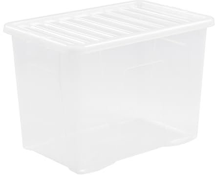 Wham Crystal 10x 80 Litre Extra Strong Plastic Storage Box with Clear Lid