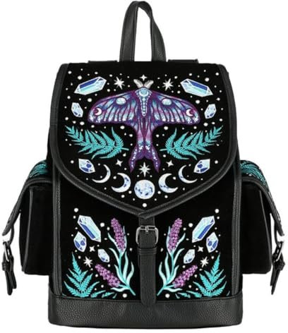 Restyle Enchanted Forest Rucksack Edelstein Samt Goth Hexe Motten Stickerei