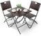 LIFERUN Balkonmöbel Set 3-teilige, Balkonmöbel Rattan, Bistro Gartenmöbel, 1 Klapptische und 2PCS Klappstühle, Braun Balkonmöbel Klappbar, Klappmöbel Stuhl für Balkon, Terrasse und Garten