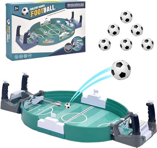 Mini Table Top Football Game, Table Football Game with 6 Footballs, Football Table Interactive Game for Kids and Adults, Worlds Cup Gift, Football Gift (A)